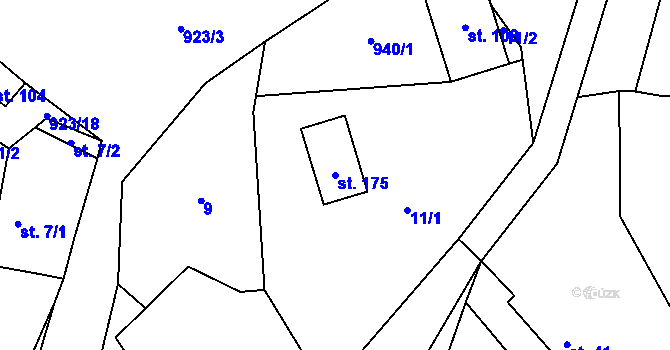Parcela st. 175 v KÚ Lhoty u Potštejna, Katastrální mapa
