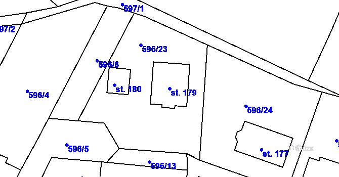 Parcela st. 179 v KÚ Lhoty u Potštejna, Katastrální mapa