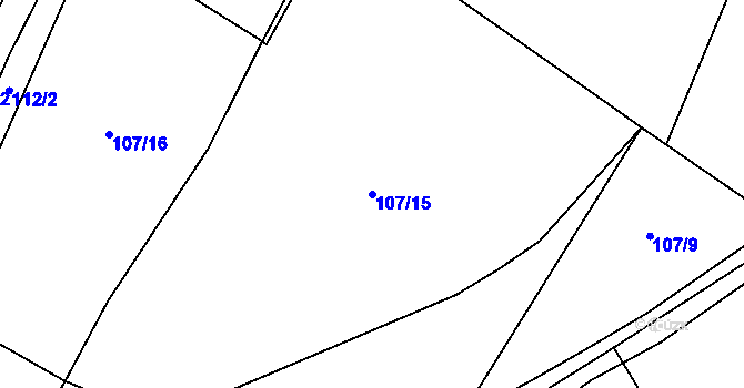 Parcela st. 107/15 v KÚ Lhoty u Potštejna, Katastrální mapa