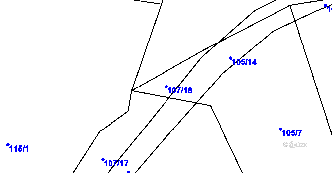 Parcela st. 107/18 v KÚ Lhoty u Potštejna, Katastrální mapa