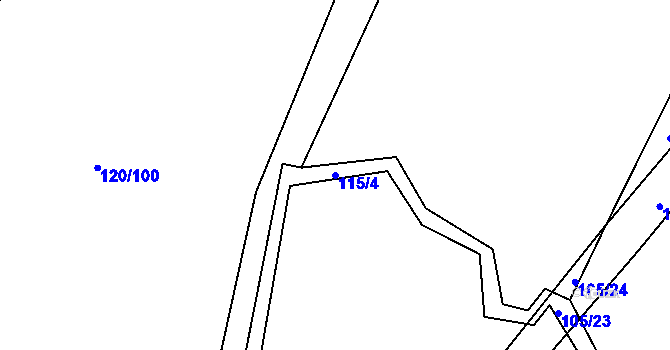 Parcela st. 115/4 v KÚ Lhoty u Potštejna, Katastrální mapa
