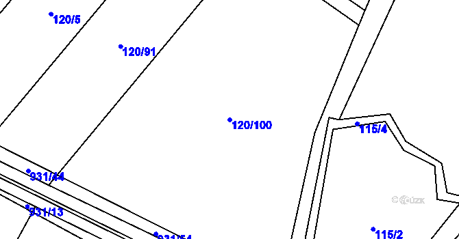 Parcela st. 120/100 v KÚ Lhoty u Potštejna, Katastrální mapa