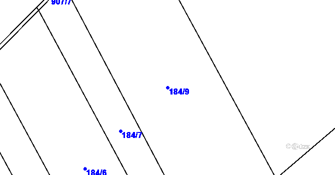 Parcela st. 184/9 v KÚ Lhoty u Potštejna, Katastrální mapa
