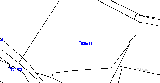Parcela st. 625/14 v KÚ Lhoty u Potštejna, Katastrální mapa