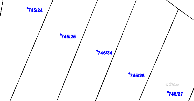 Parcela st. 745/34 v KÚ Lhoty u Potštejna, Katastrální mapa