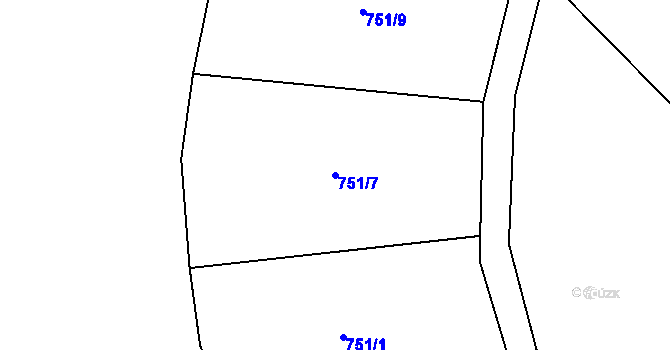 Parcela st. 751/7 v KÚ Lhoty u Potštejna, Katastrální mapa
