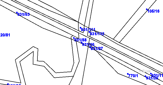 Parcela st. 931/16 v KÚ Lhoty u Potštejna, Katastrální mapa