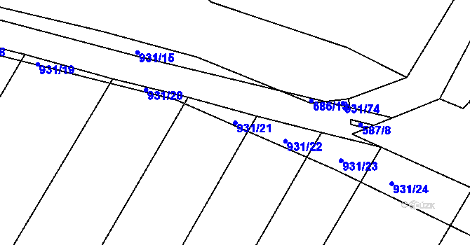 Parcela st. 931/21 v KÚ Lhoty u Potštejna, Katastrální mapa
