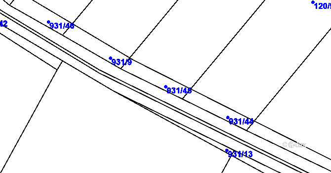 Parcela st. 931/45 v KÚ Lhoty u Potštejna, Katastrální mapa