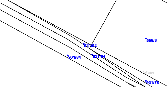 Parcela st. 931/92 v KÚ Lhoty u Potštejna, Katastrální mapa