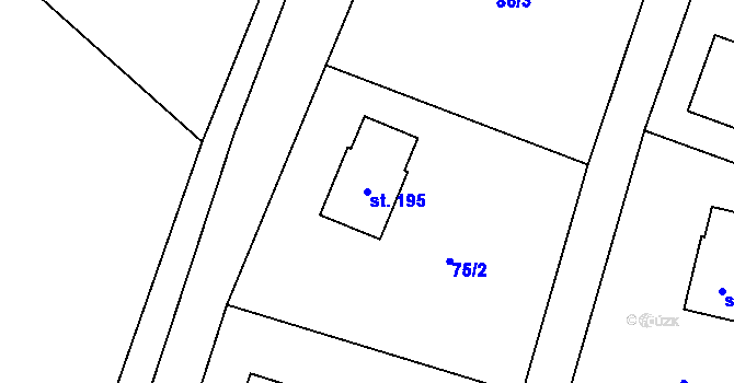 Parcela st. 195 v KÚ Lhoty u Potštejna, Katastrální mapa