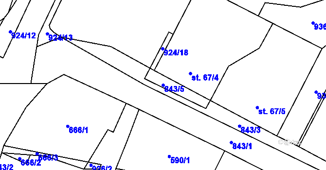 Parcela st. 843/5 v KÚ Lhoty u Potštejna, Katastrální mapa