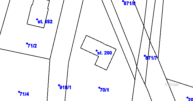 Parcela st. 200 v KÚ Lhoty u Potštejna, Katastrální mapa