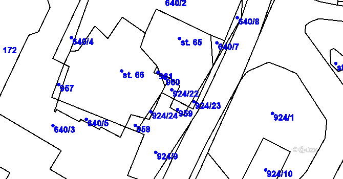 Parcela st. 924/22 v KÚ Lhoty u Potštejna, Katastrální mapa
