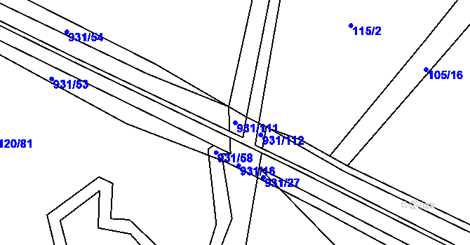 Parcela st. 931/111 v KÚ Lhoty u Potštejna, Katastrální mapa