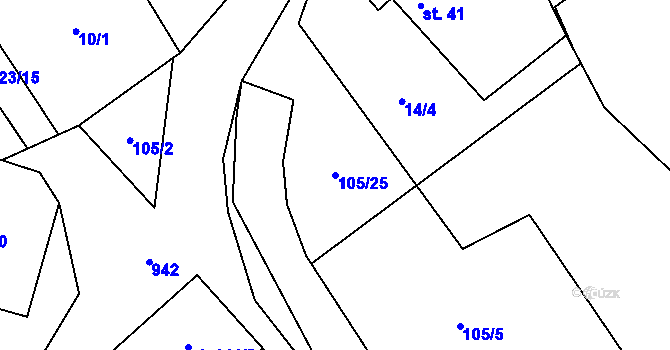 Parcela st. 105/25 v KÚ Lhoty u Potštejna, Katastrální mapa