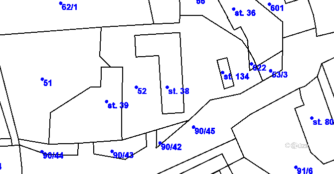 Parcela st. 38 v KÚ Polom u Potštejna, Katastrální mapa