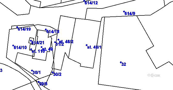 Parcela st. 48/1 v KÚ Polom u Potštejna, Katastrální mapa