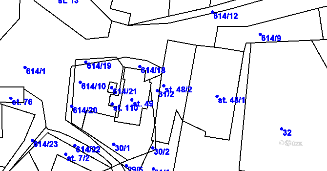 Parcela st. 48/2 v KÚ Polom u Potštejna, Katastrální mapa