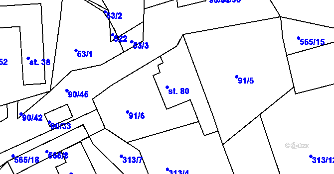 Parcela st. 80 v KÚ Polom u Potštejna, Katastrální mapa