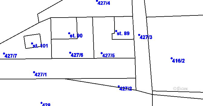 Parcela st. 427/5 v KÚ Polom u Potštejna, Katastrální mapa