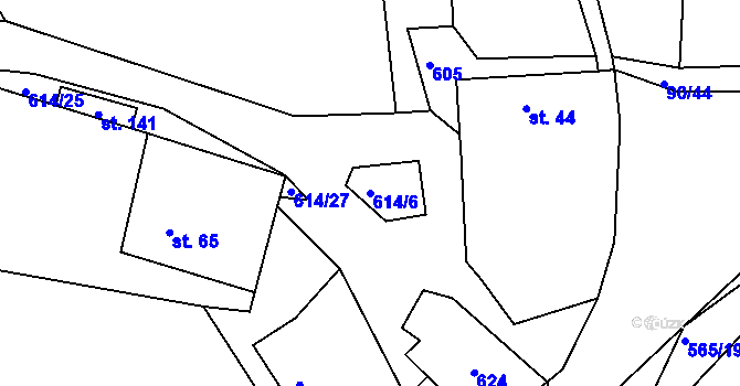 Parcela st. 614/6 v KÚ Polom u Potštejna, Katastrální mapa