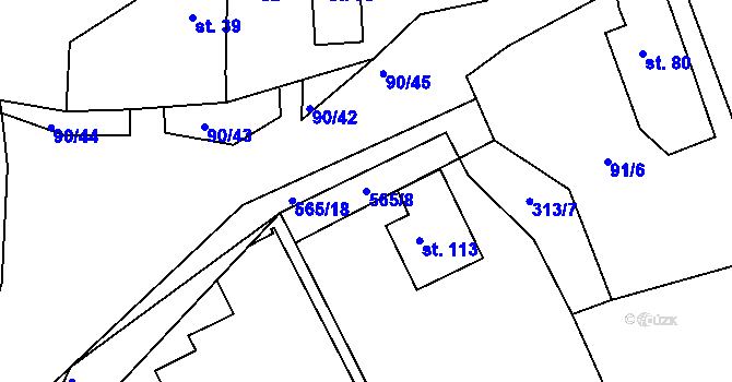 Parcela st. 565/8 v KÚ Polom u Potštejna, Katastrální mapa