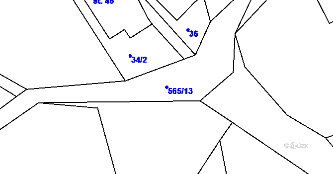 Parcela st. 565/13 v KÚ Polom u Potštejna, Katastrální mapa