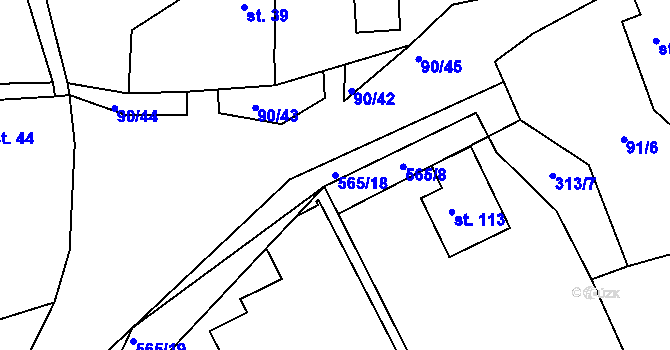 Parcela st. 565/18 v KÚ Polom u Potštejna, Katastrální mapa