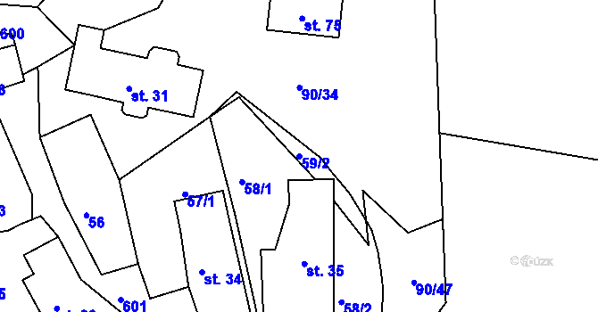Parcela st. 59/2 v KÚ Polom u Potštejna, Katastrální mapa