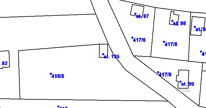 Parcela st. 135 v KÚ Polom u Potštejna, Katastrální mapa