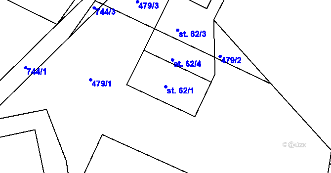 Parcela st. 62/1 v KÚ Proruby u Potštejna, Katastrální mapa