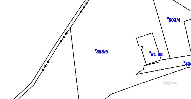 Parcela st. 503/9 v KÚ Proruby u Potštejna, Katastrální mapa