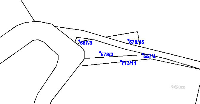 Parcela st. 578/3 v KÚ Proruby u Potštejna, Katastrální mapa