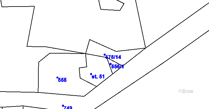 Parcela st. 578/14 v KÚ Proruby u Potštejna, Katastrální mapa