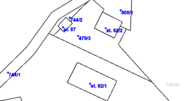 Parcela st. 62/3 v KÚ Proruby u Potštejna, Katastrální mapa