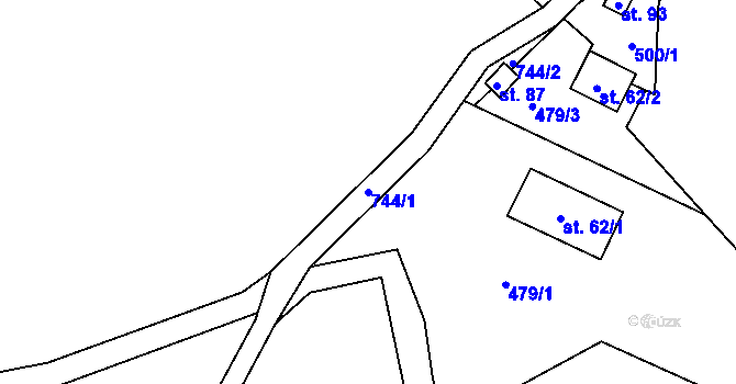 Parcela st. 744/1 v KÚ Proruby u Potštejna, Katastrální mapa