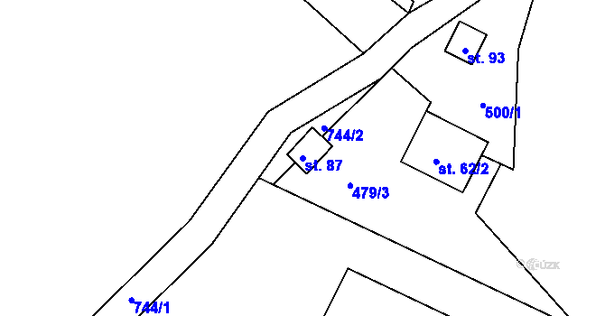 Parcela st. 87 v KÚ Proruby u Potštejna, Katastrální mapa