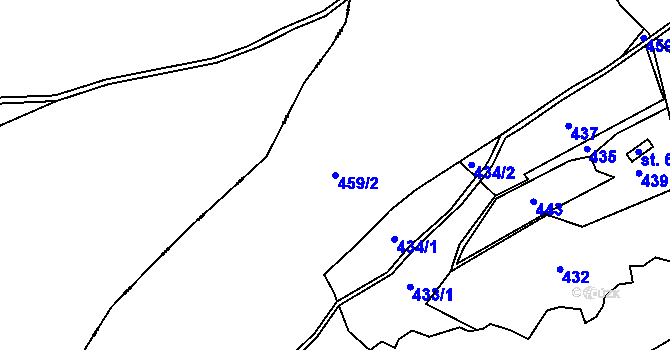 Parcela st. 459/2 v KÚ Proruby u Potštejna, Katastrální mapa