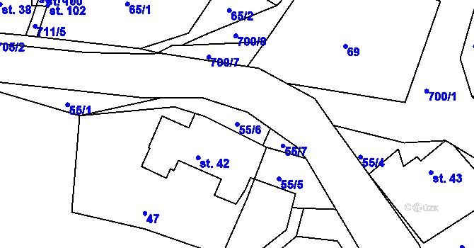 Parcela st. 55/6 v KÚ Proruby u Potštejna, Katastrální mapa