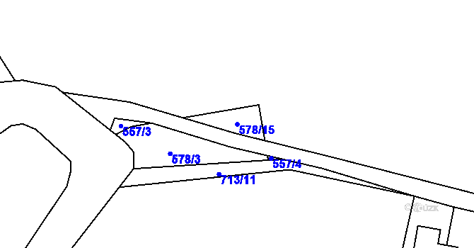 Parcela st. 578/15 v KÚ Proruby u Potštejna, Katastrální mapa