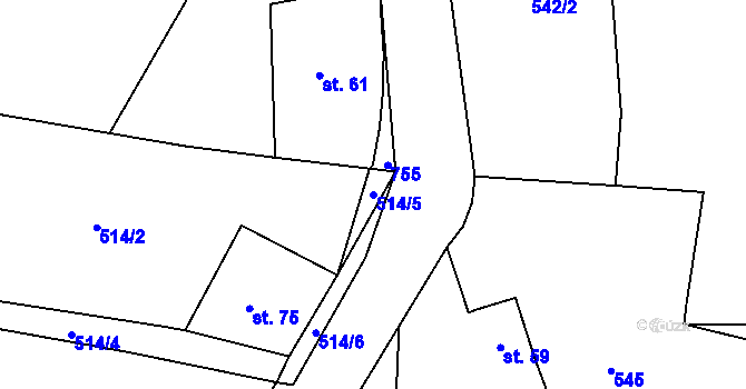 Parcela st. 514/5 v KÚ Proruby u Potštejna, Katastrální mapa
