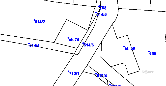 Parcela st. 514/6 v KÚ Proruby u Potštejna, Katastrální mapa