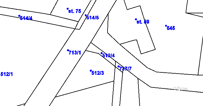 Parcela st. 512/4 v KÚ Proruby u Potštejna, Katastrální mapa