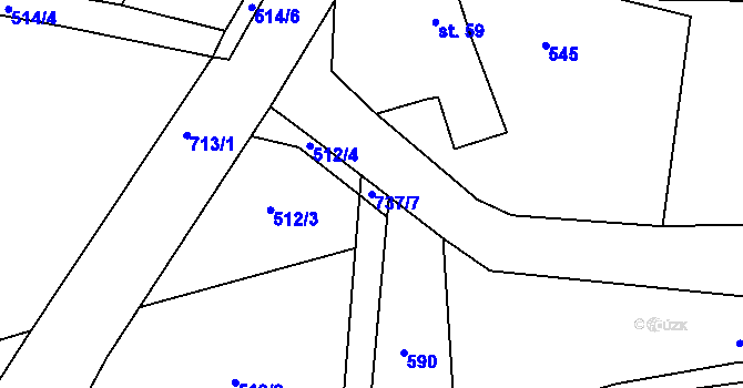 Parcela st. 737/7 v KÚ Proruby u Potštejna, Katastrální mapa