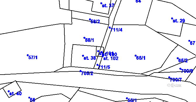 Parcela st. 101 v KÚ Proruby u Potštejna, Katastrální mapa