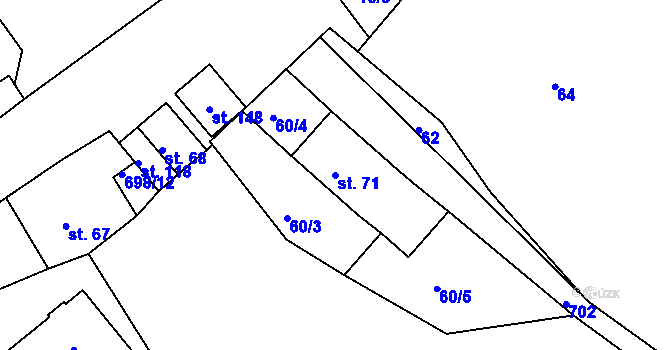 Parcela st. 71 v KÚ Lhůta u Vysokého Mýta, Katastrální mapa