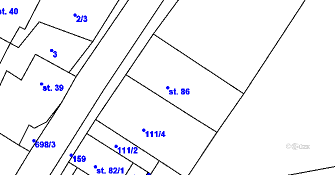 Parcela st. 86 v KÚ Lhůta u Vysokého Mýta, Katastrální mapa