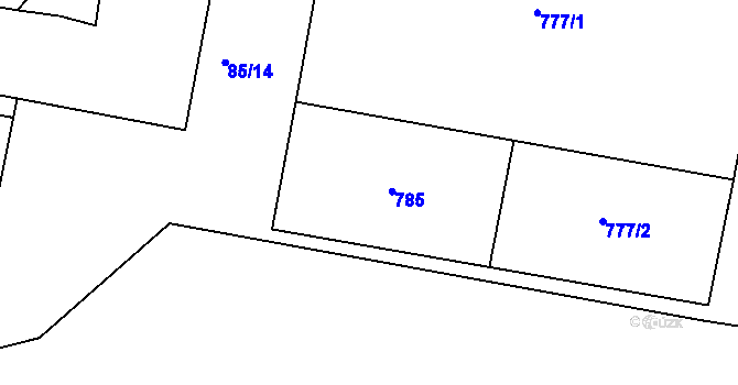 Parcela st. 96/2 v KÚ Lhůta u Vysokého Mýta, Katastrální mapa