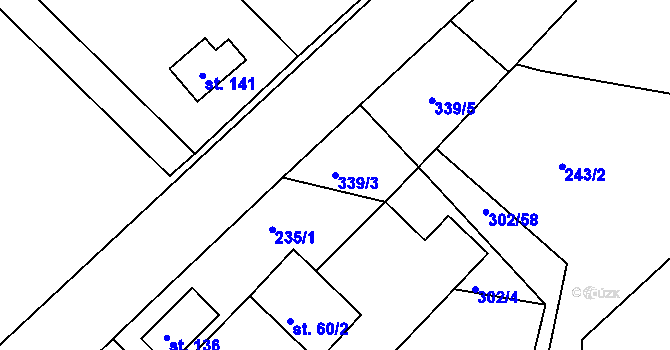 Parcela st. 339/3 v KÚ Lhůta u Vysokého Mýta, Katastrální mapa